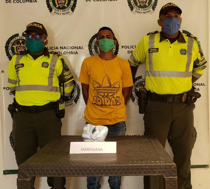 Capturado con 500 gramos de marihuana en la vía oriental